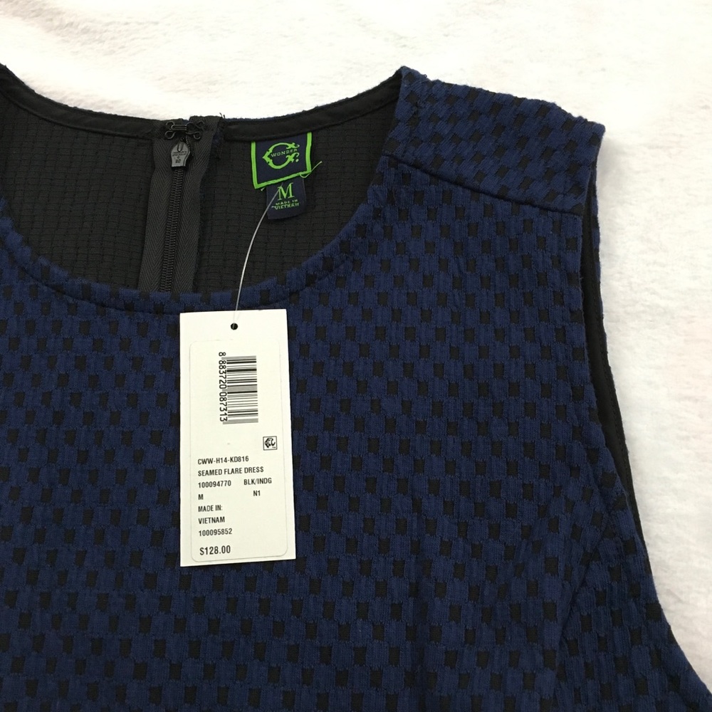 C. Wonder Navy Black Seamed Flare Dress Sleeveless
